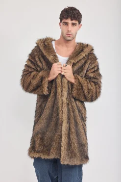 The Coat WH + עם כובע שועל חום