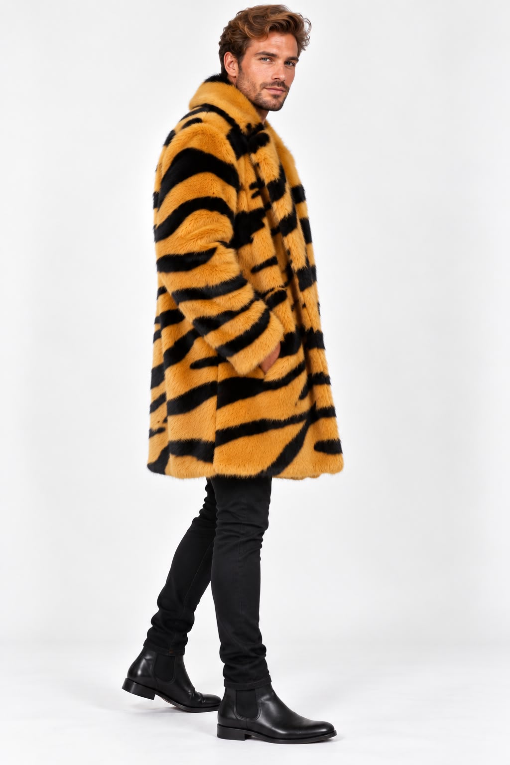 Nh+zebra yellow מעיל זברה צהוב בלי כובע גברים