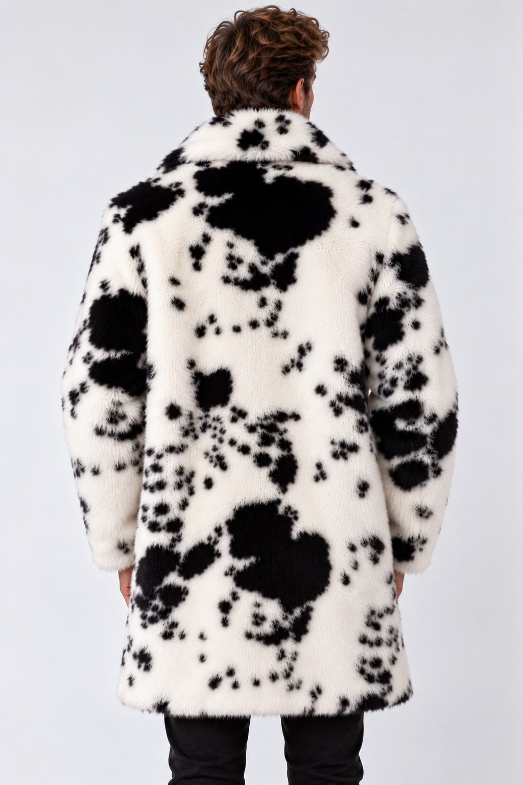 Nh+black cow מעיל גברים שחור הדפס פרה