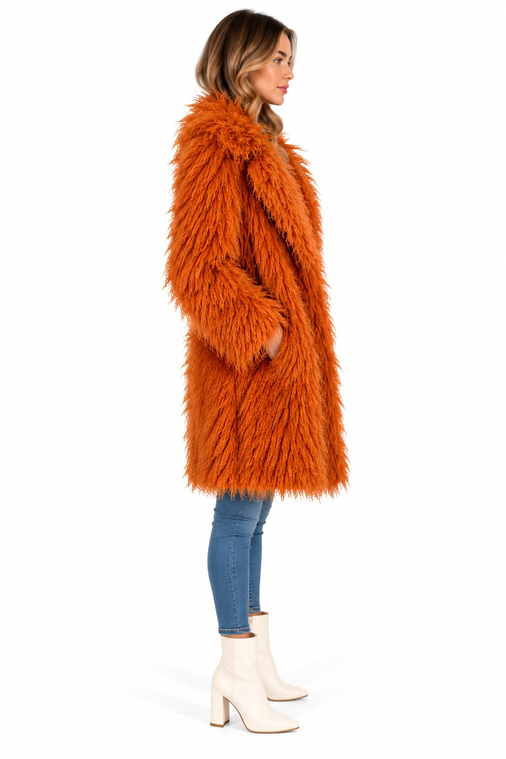 The coat nh- orange curl מעיל מתולתל כתום