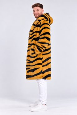 Wh+ zebra yellow מעיל זברה צהוב עם כובע גברים