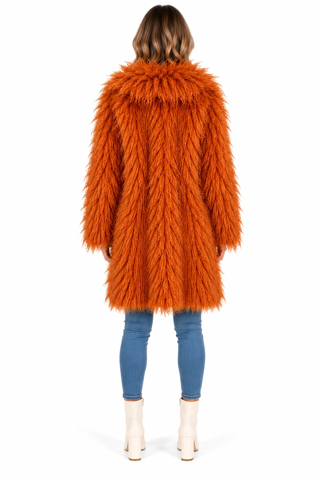 The coat nh- orange curl מעיל מתולתל כתום