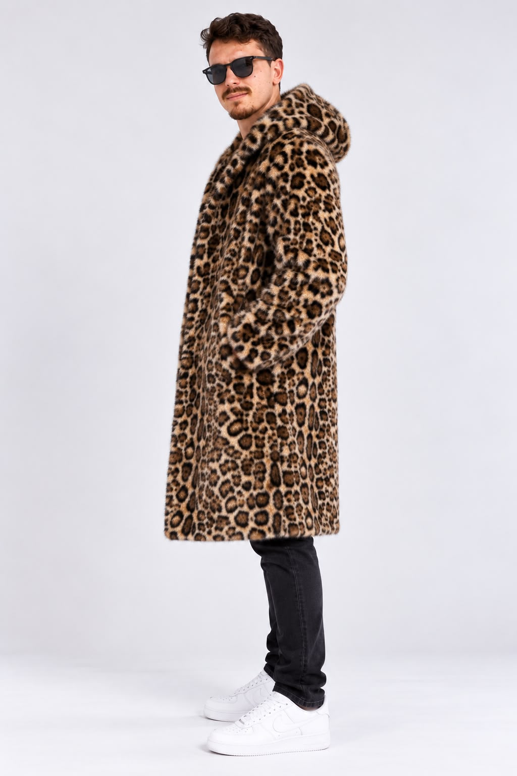 Wh+leopard מעיל מנומר גברים