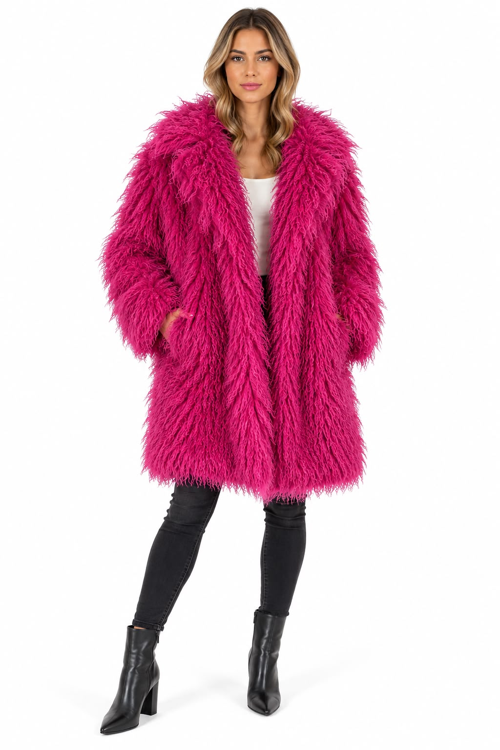 The coat nh- pink curl מעיל מתולתל ורוד