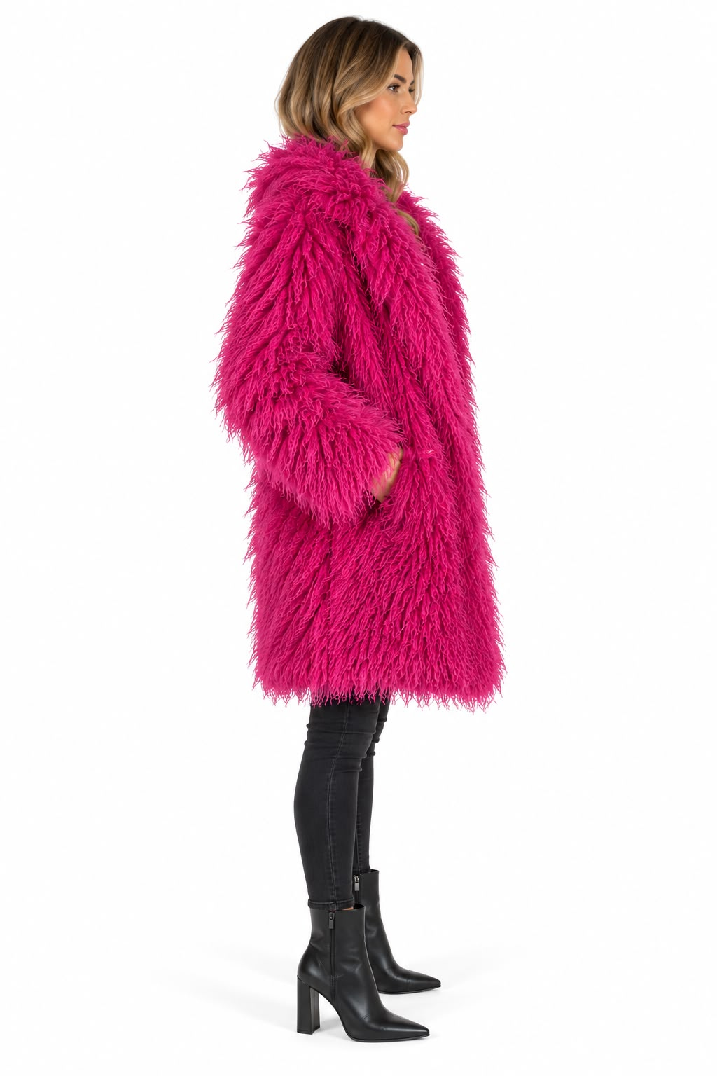 The coat nh- pink curl מעיל מתולתל ורוד