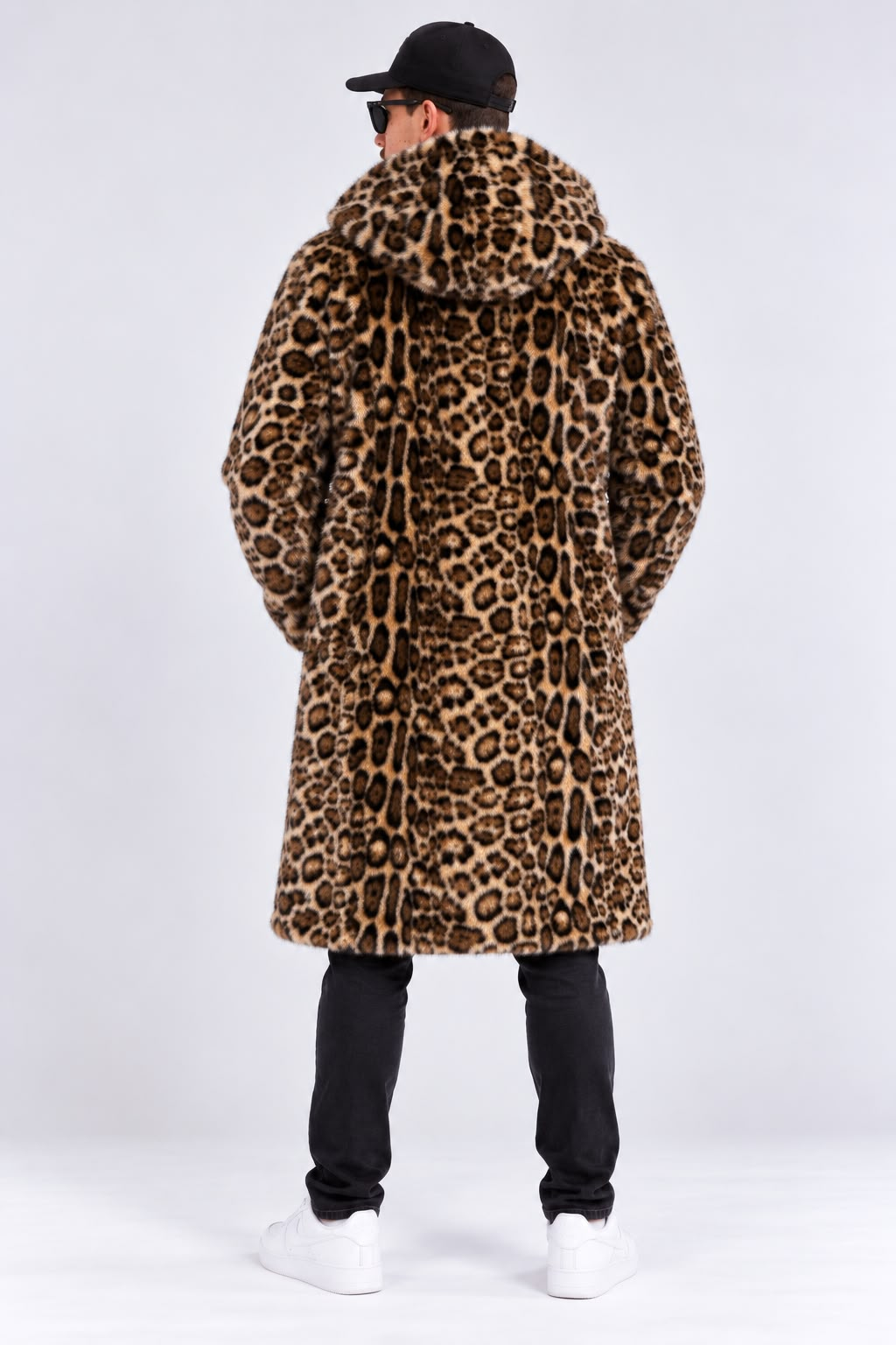 Wh+leopard מעיל מנומר גברים